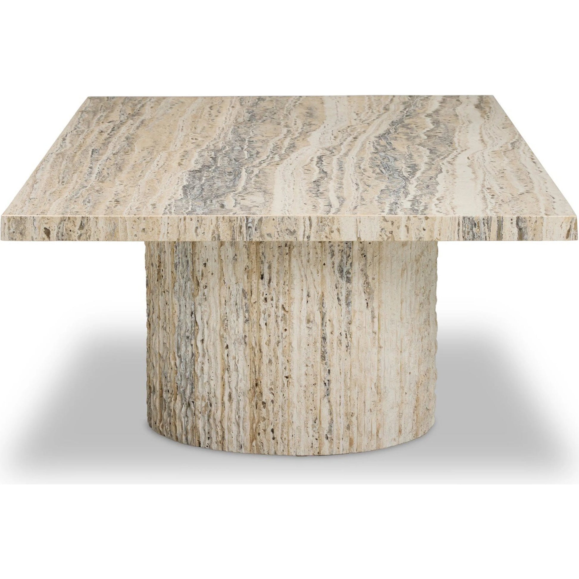 Angelo Coffee Table by Four Hands in white travertine, white tessellated travertine. Made from solid travertine in a transitional style.