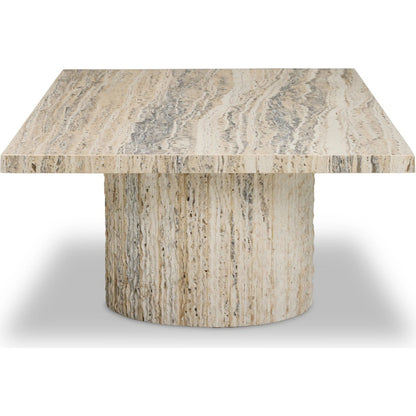 Angelo Coffee Table by Four Hands in white travertine, white tessellated travertine. Made from solid travertine in a transitional style.