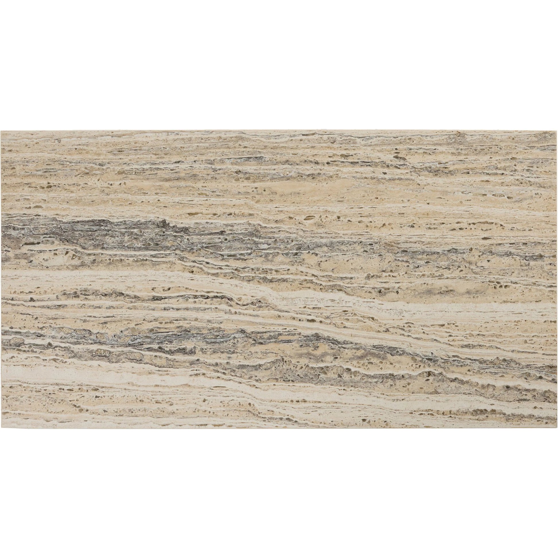 Angelo Coffee Table by Four Hands in white travertine, white tessellated travertine. Made from solid travertine in a transitional style.