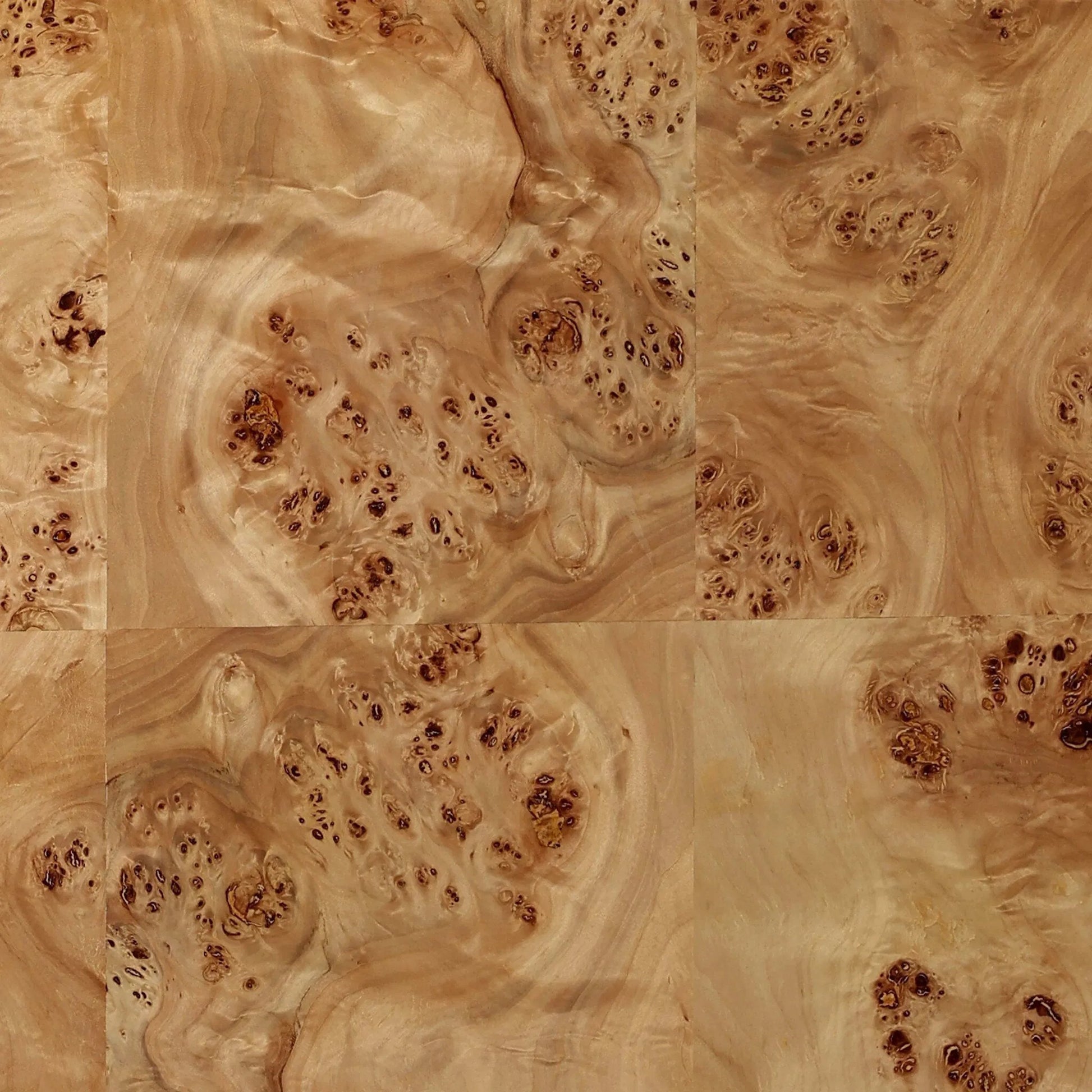 Mullins Desk by Four Hands in natural mappa burl. Made from poplar burl veneer in a modern style.