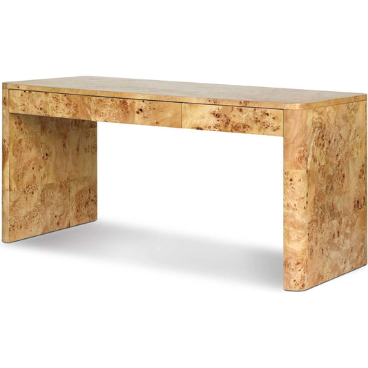 Mullins Desk by Four Hands in natural mappa burl. Made from poplar burl veneer in a unique style.