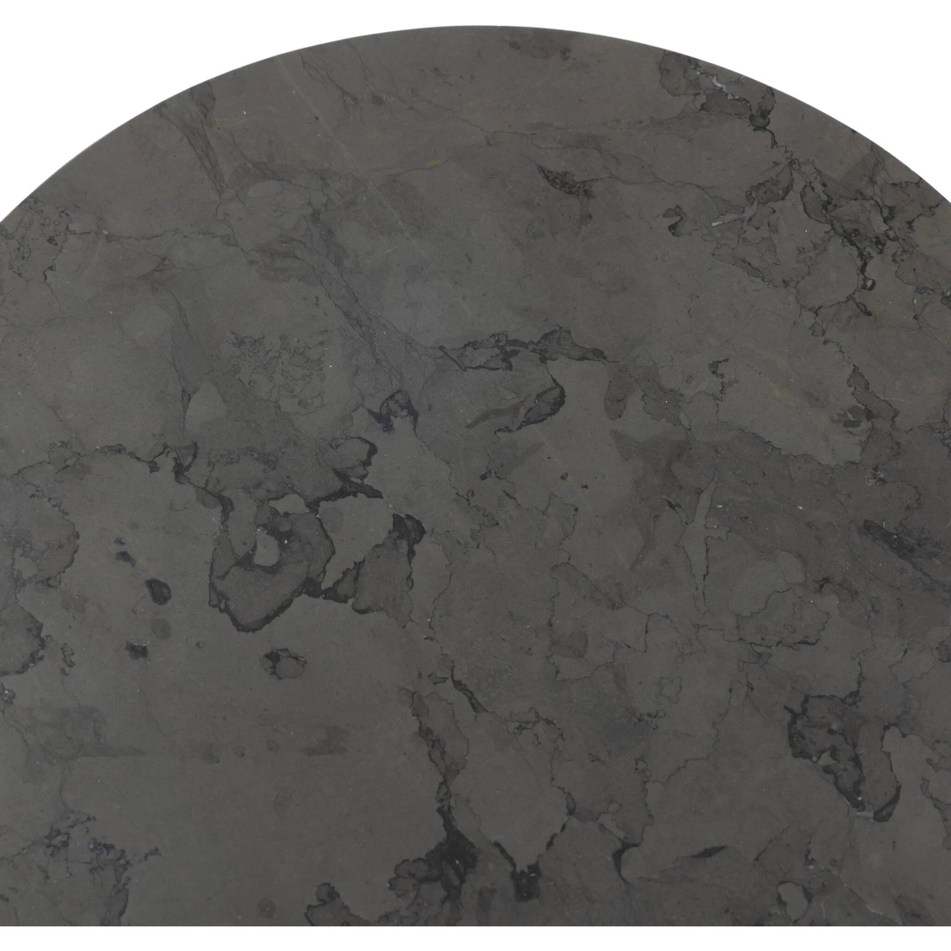 Nina End Table by Four Hands in grey italian marble, hammered gunmetal. Made from solid marble, iron in a unique style.