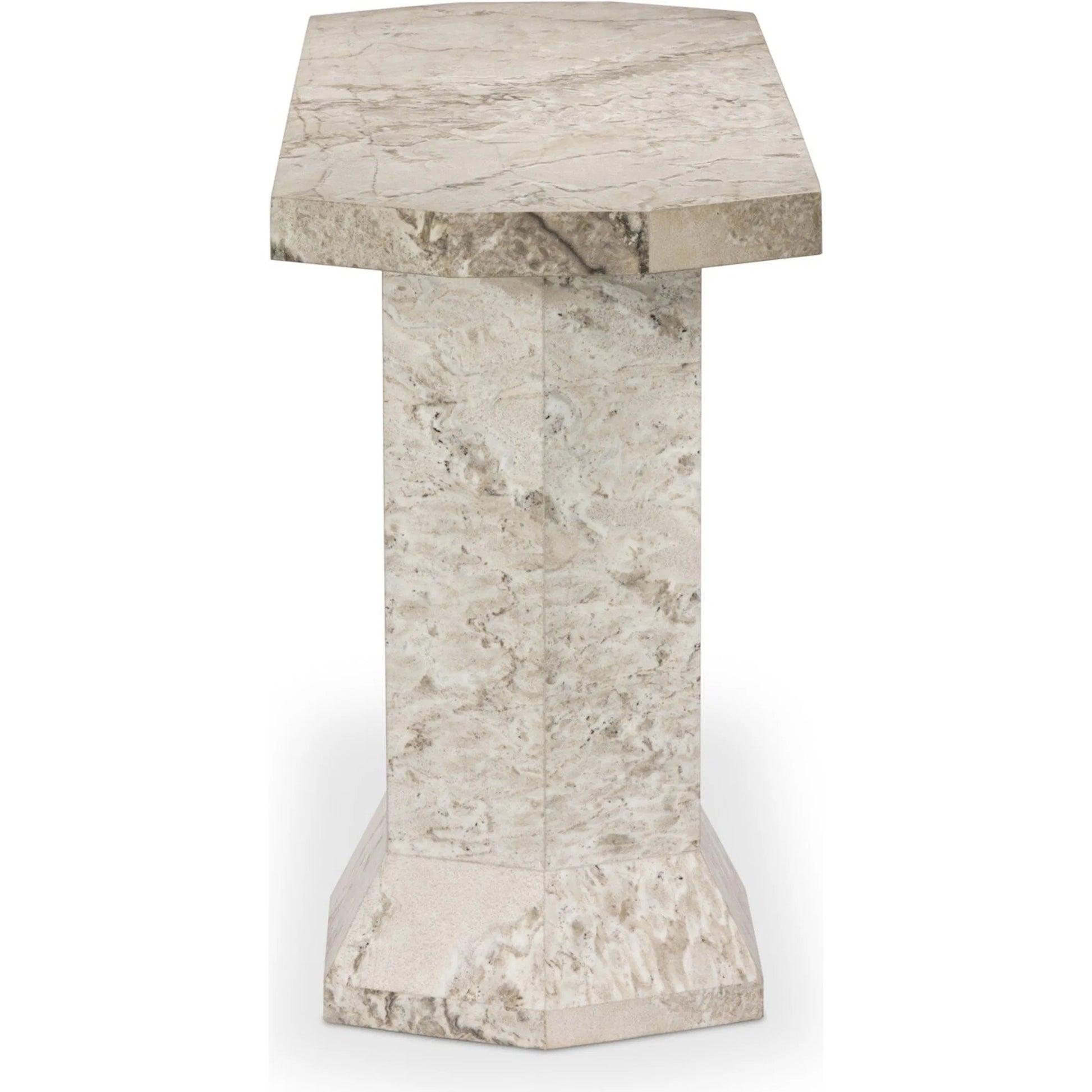 Argos Console Table by Four Hands in sand marble. Made from solid marble in a unique style.