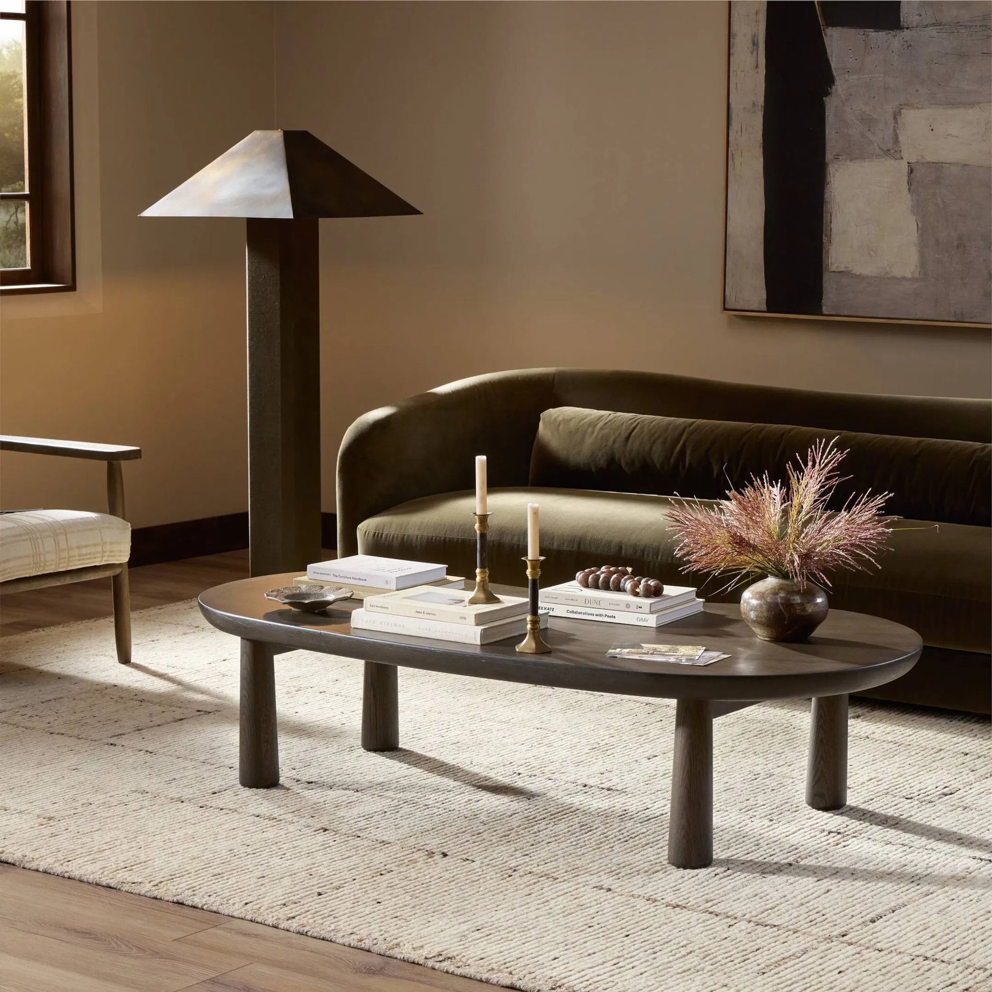 Clara Coffee Table by Four Hands. Made from oak veneer, solid oak in a transitional style.