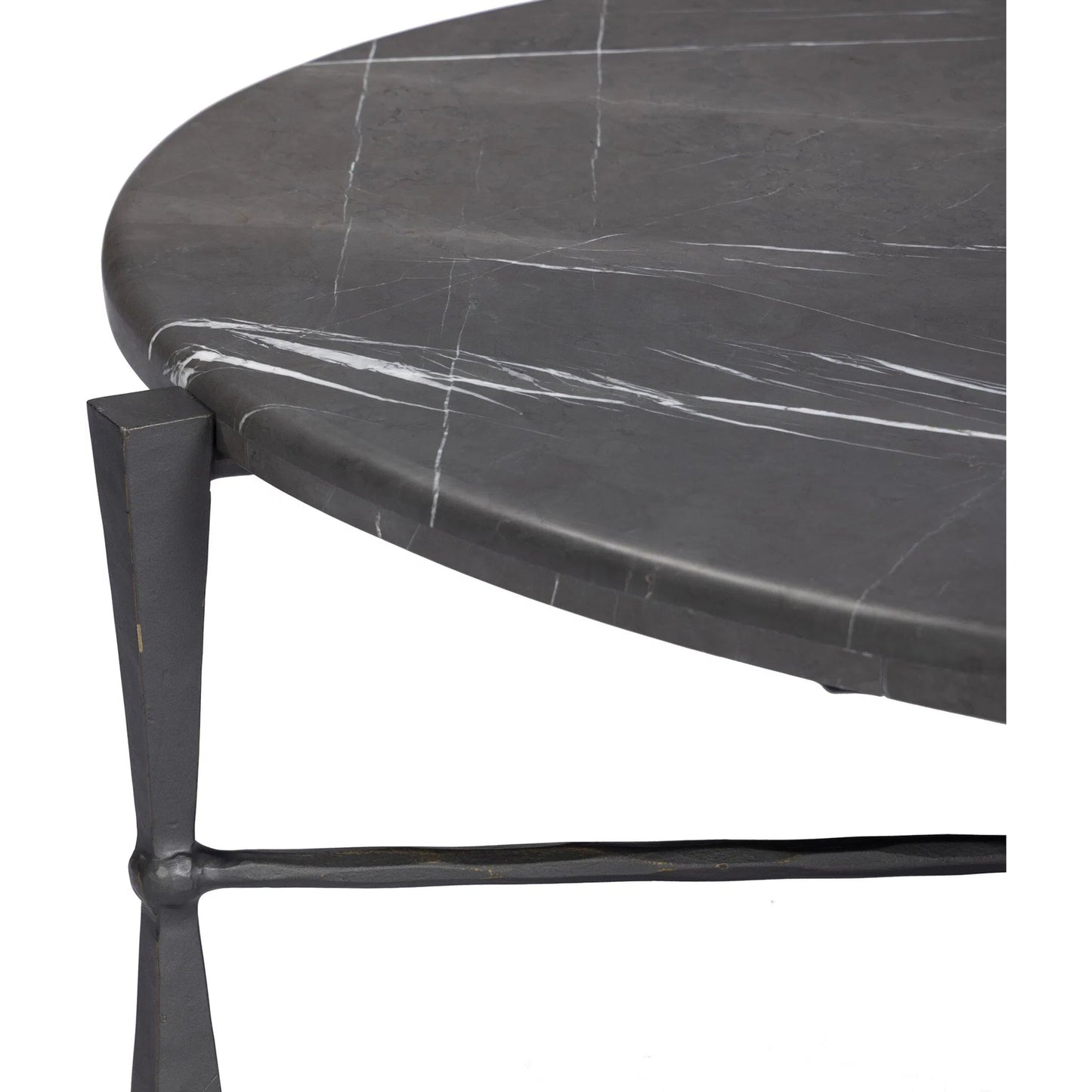 007 SI-2531683 | Closeup | Rayna Coffee Table by Four Hands in grey italian marble, rubbed bronze. Made from solid marble, iron in a unique style.