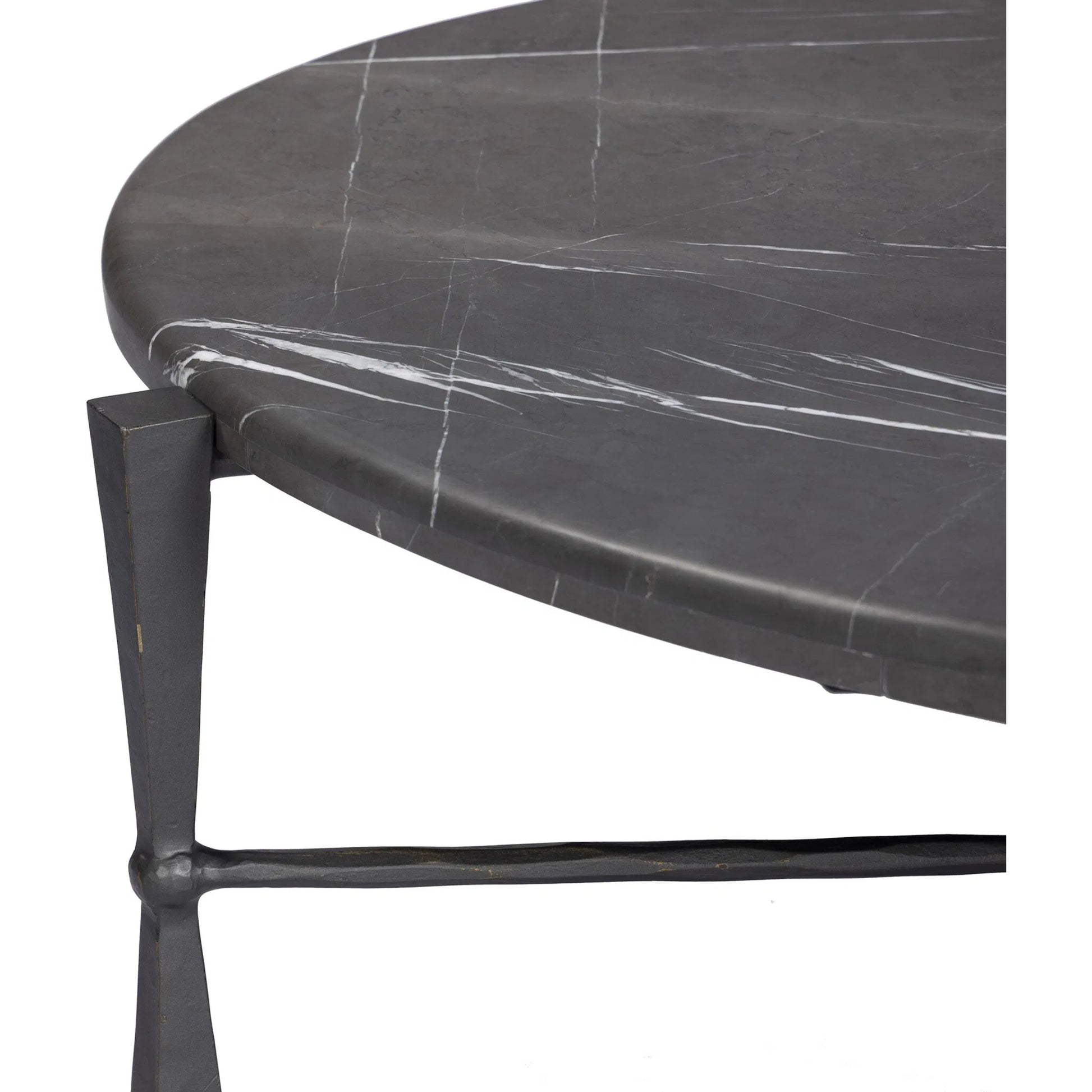 Rayna Coffee Table by Four Hands in grey italian marble, rubbed bronze. Made from solid marble, iron in a unique style.