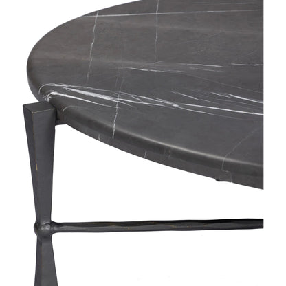 Rayna Coffee Table by Four Hands in grey italian marble, rubbed bronze. Made from solid marble, iron in a unique style.