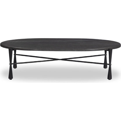 Rayna Coffee Table by Four Hands in grey italian marble, rubbed bronze. Made from solid marble, iron in a unique style.