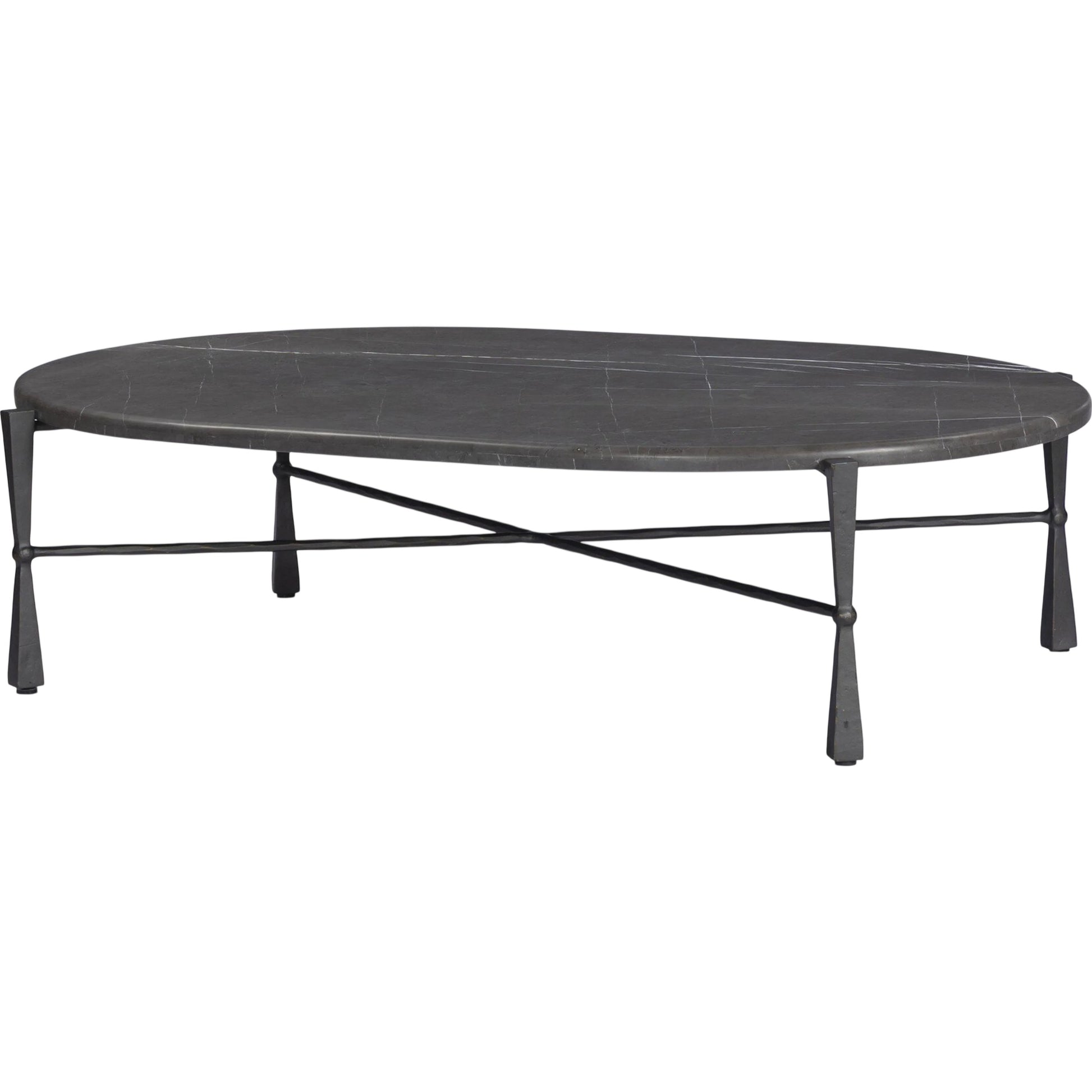 Rayna Coffee Table by Four Hands in grey italian marble, rubbed bronze. Made from solid marble, iron in a unique style.