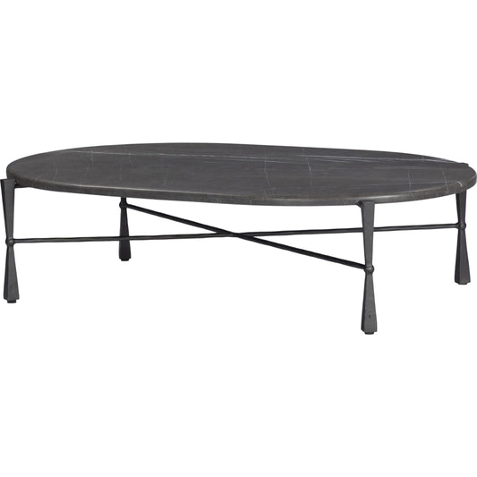 Rayna Coffee Table by Four Hands in grey italian marble, rubbed bronze. Made from solid marble, iron in a unique style.