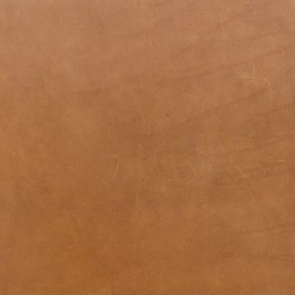 Rane Bed by Four Hands in heirloom sienna, honey brown oak veneer, honey brown oak. Made from top grain leather, thick oak veneer, solid oak in a transitional style.
