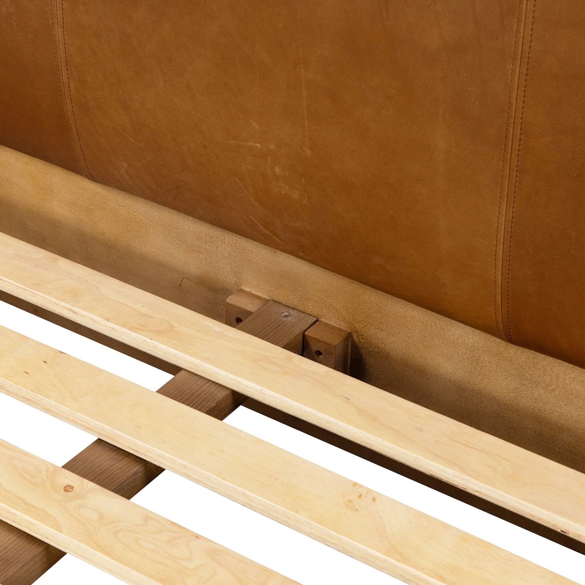 Rane Bed by Four Hands in heirloom sienna, honey brown oak veneer, honey brown oak. Made from top grain leather, thick oak veneer, solid oak in a transitional style.