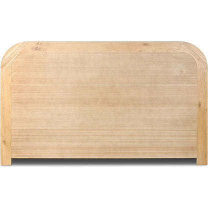 Rane Bed by Four Hands in heirloom sienna, honey brown oak veneer, honey brown oak. Made from top grain leather, thick oak veneer, solid oak in a transitional style.