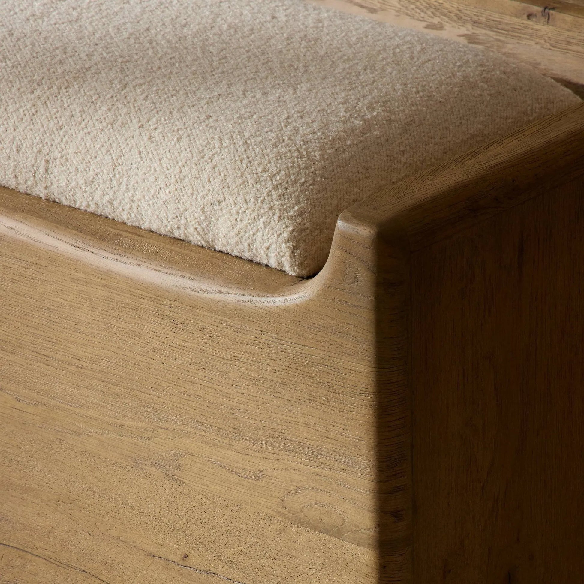 Balon Trunk by Four Hands in charter oatmeal, drifted oak thick veneer. Made from 69% polyester, 23% acrylic, 8% flax/linen, thick oak veneer in a transitional style.