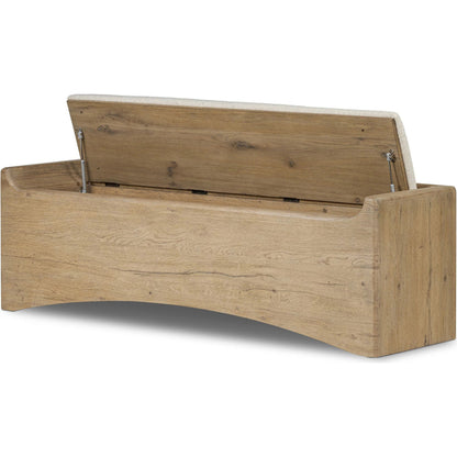 Balon Trunk by Four Hands in charter oatmeal, drifted oak thick veneer. Made from 69% polyester, 23% acrylic, 8% flax/linen, thick oak veneer in a transitional style.