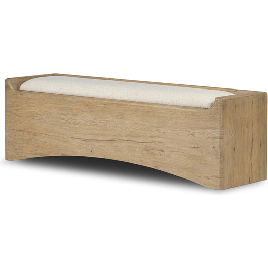 Balon Trunk by Four Hands in charter oatmeal, drifted oak thick veneer. Made from 69% polyester, 23% acrylic, 8% flax/linen, thick oak veneer in a unique style.