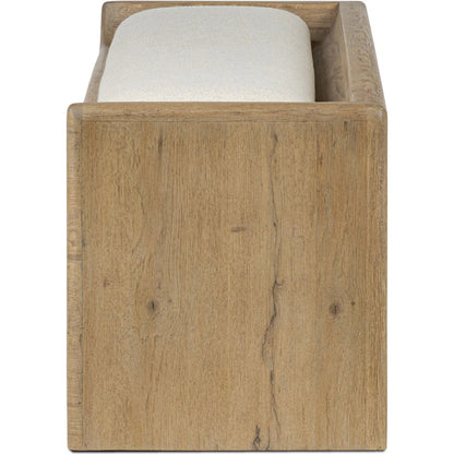 Balon Trunk by Four Hands in charter oatmeal, drifted oak thick veneer. Made from 69% polyester, 23% acrylic, 8% flax/linen, thick oak veneer in a transitional style.