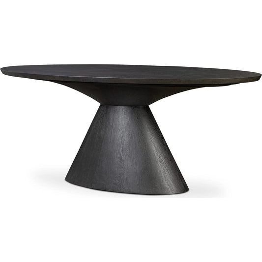 Uma Dining Table by Four Hands in smoked black veneer, smoked black resin. Made from thick oak veneer, composite resin mixture, solid oak in a unique style.