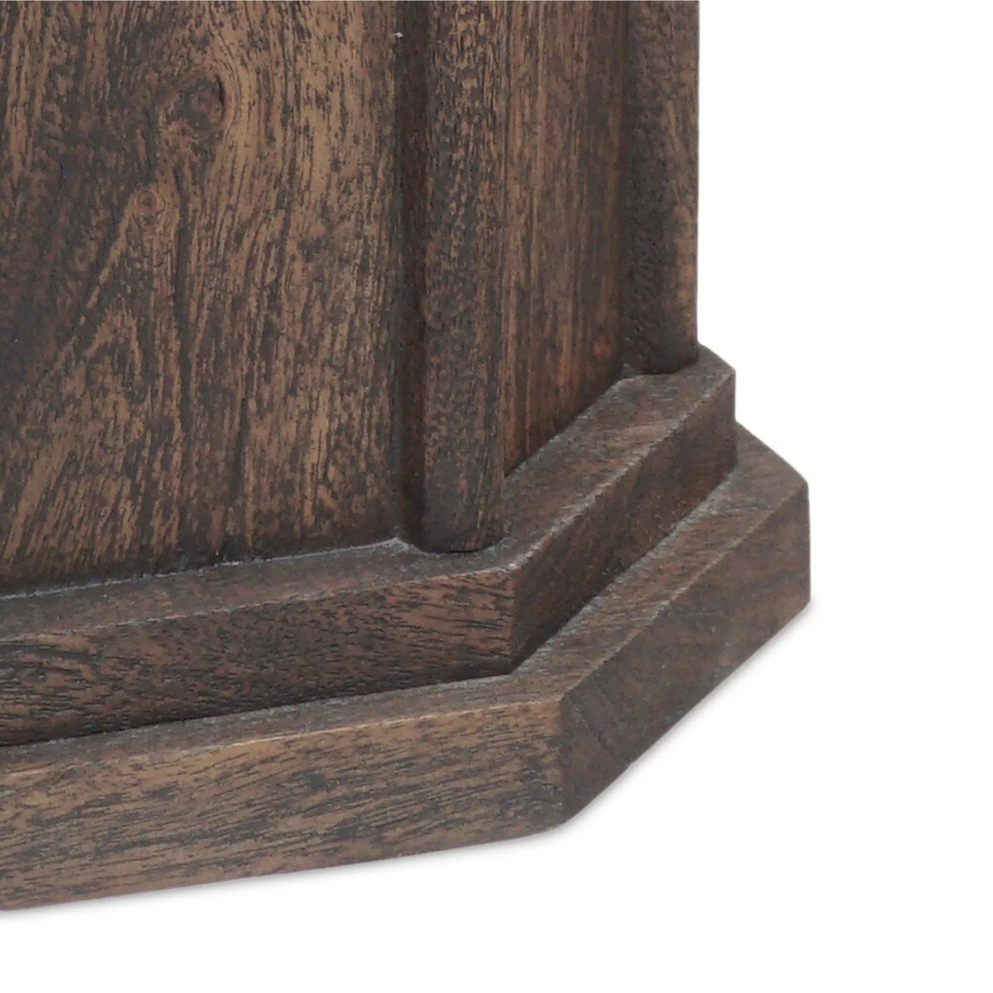 006 SI-2446632 | Closeup | Pavlo End Table by Four Hands in brown marble, dark brown acacia. Made from solid marble, solid acacia in a modern style.