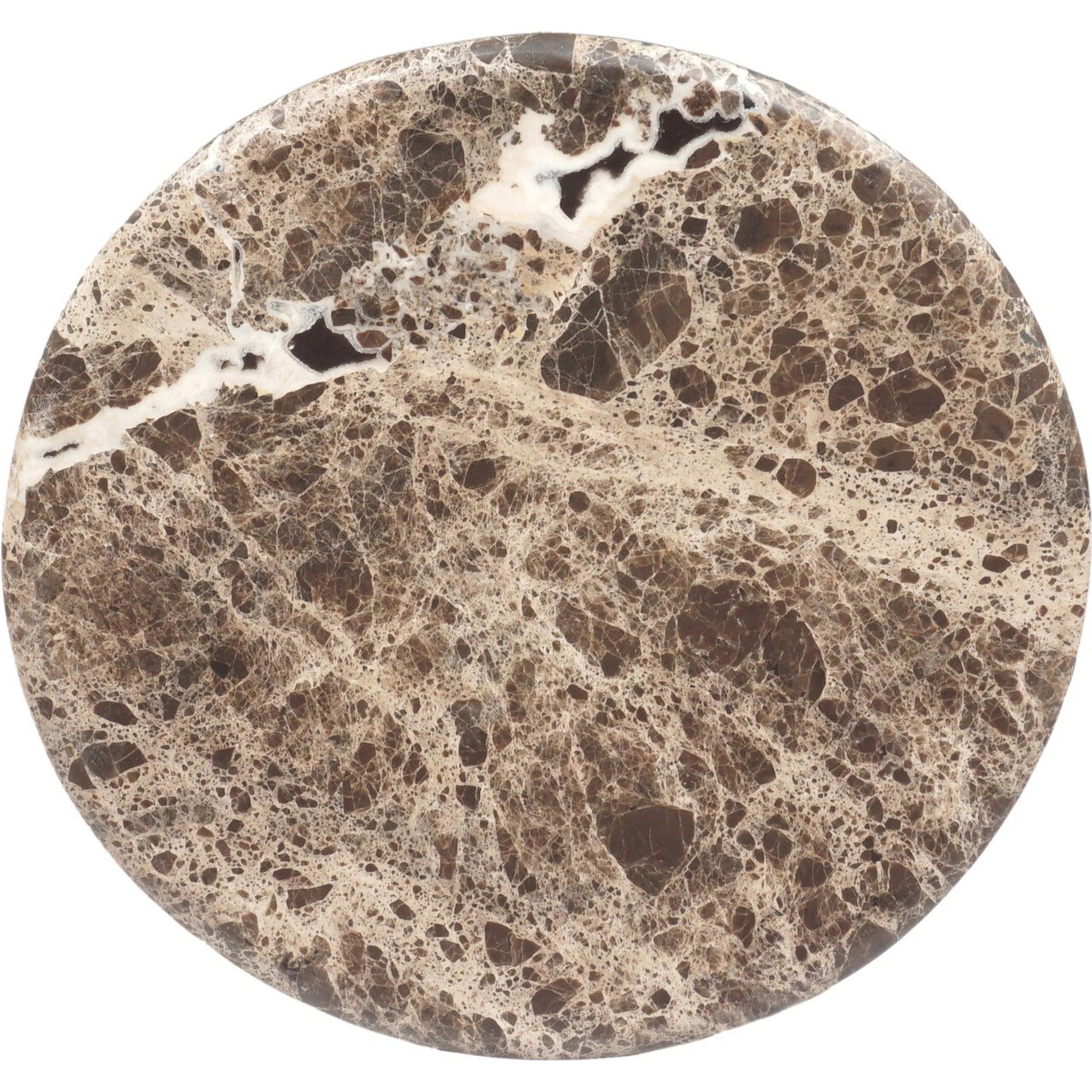 Pavlo End Table by Four Hands in brown marble, dark brown acacia. Made from solid marble, solid acacia in a modern style.