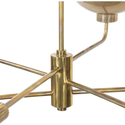 Lund Chandelier by Four Hands in burnt brass. Made from brass in a modern style.