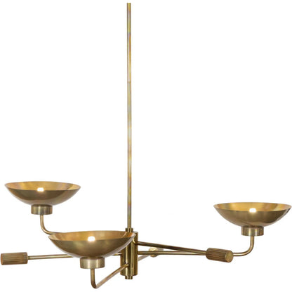 Lund Chandelier by Four Hands in burnt brass. Made from brass in a modern style.
