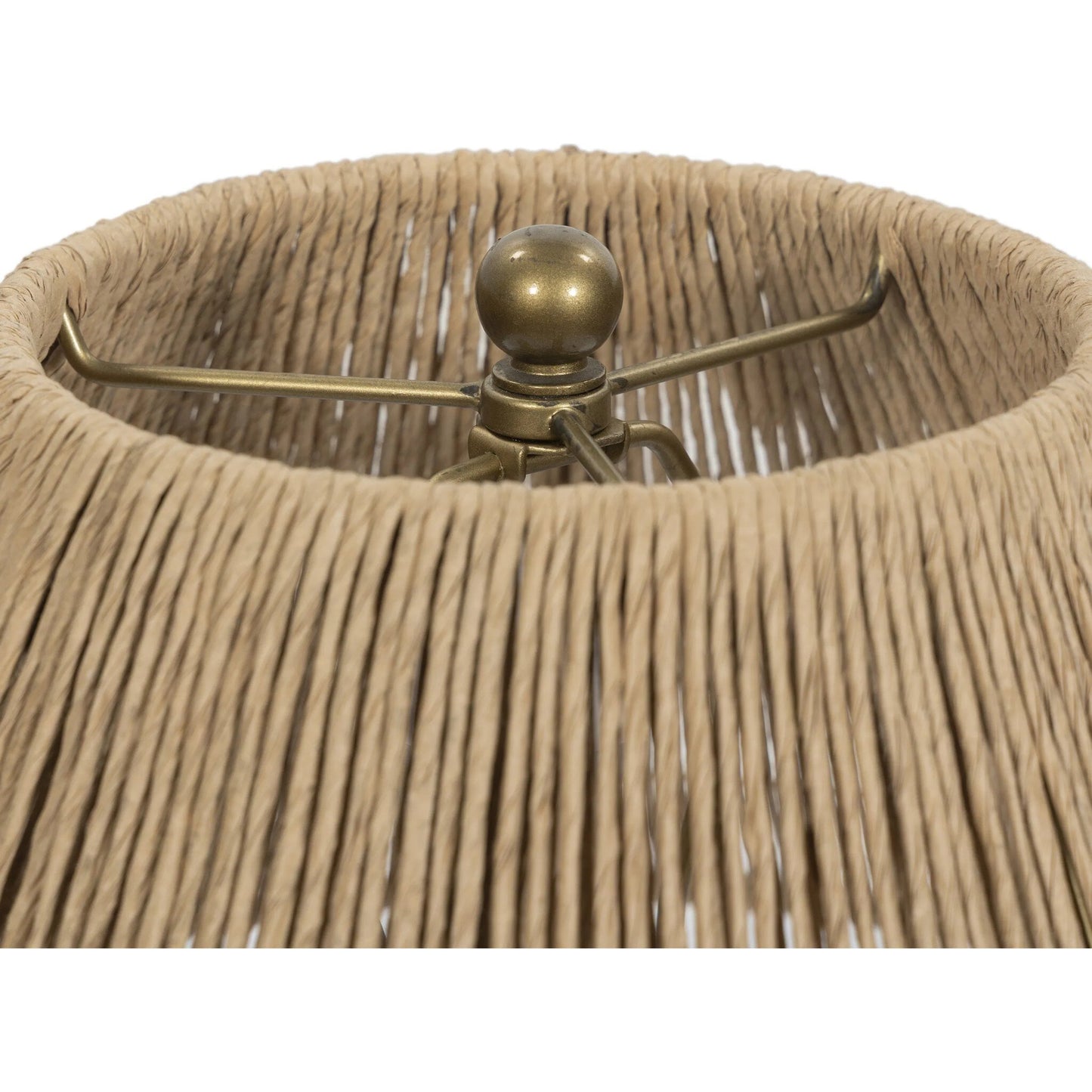 002 SI-2446618 | Closeup | Nessa Table Lamp by Four Hands in antique brass iron, natural paper cord. Made from iron, rush in a rustic style.