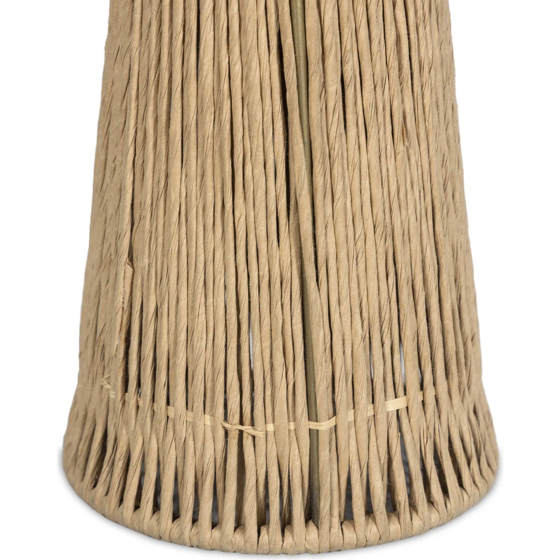 Nessa Table Lamp by Four Hands in antique brass iron, natural paper cord. Made from iron, rush in a rustic style.