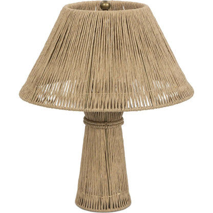 Nessa Table Lamp by Four Hands in antique brass iron, natural paper cord. Made from iron, rush in a rustic style.
