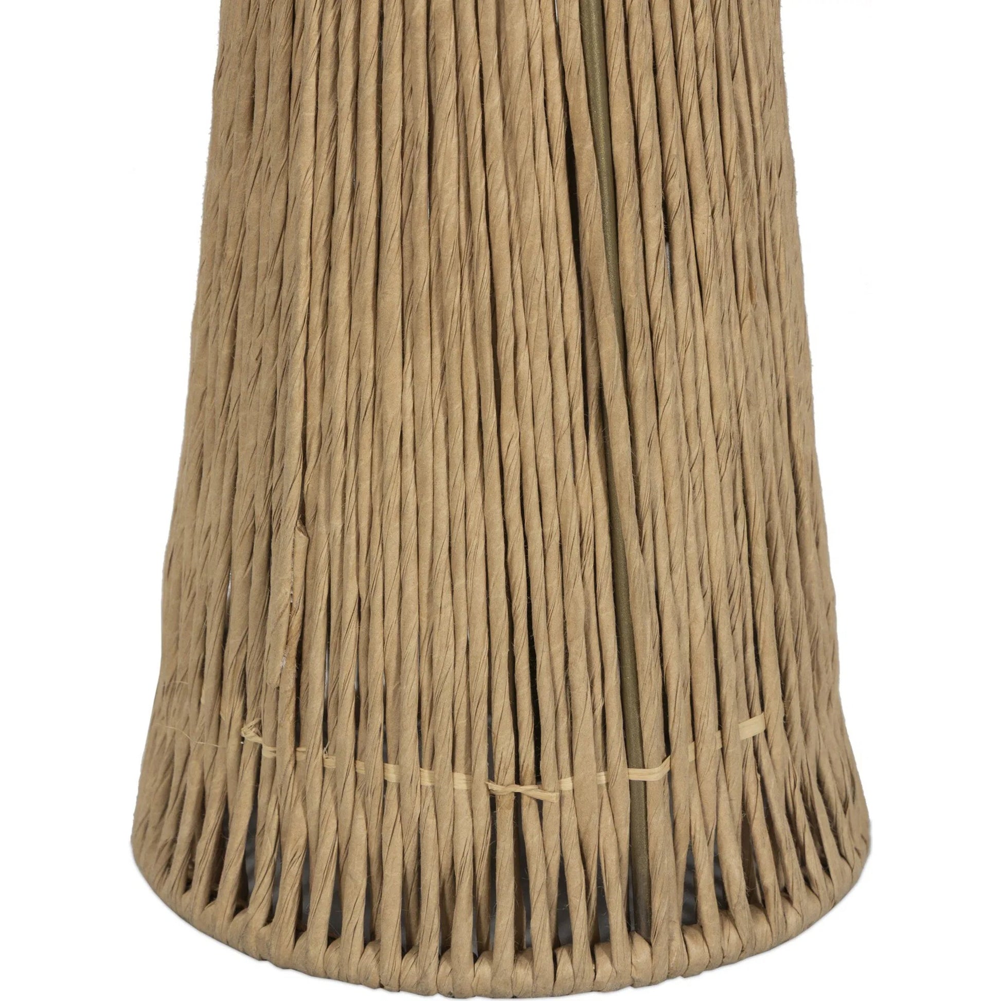 Nessa Table Lamp by Four Hands in antique brass iron, natural paper cord. Made from iron, rush in a rustic style.