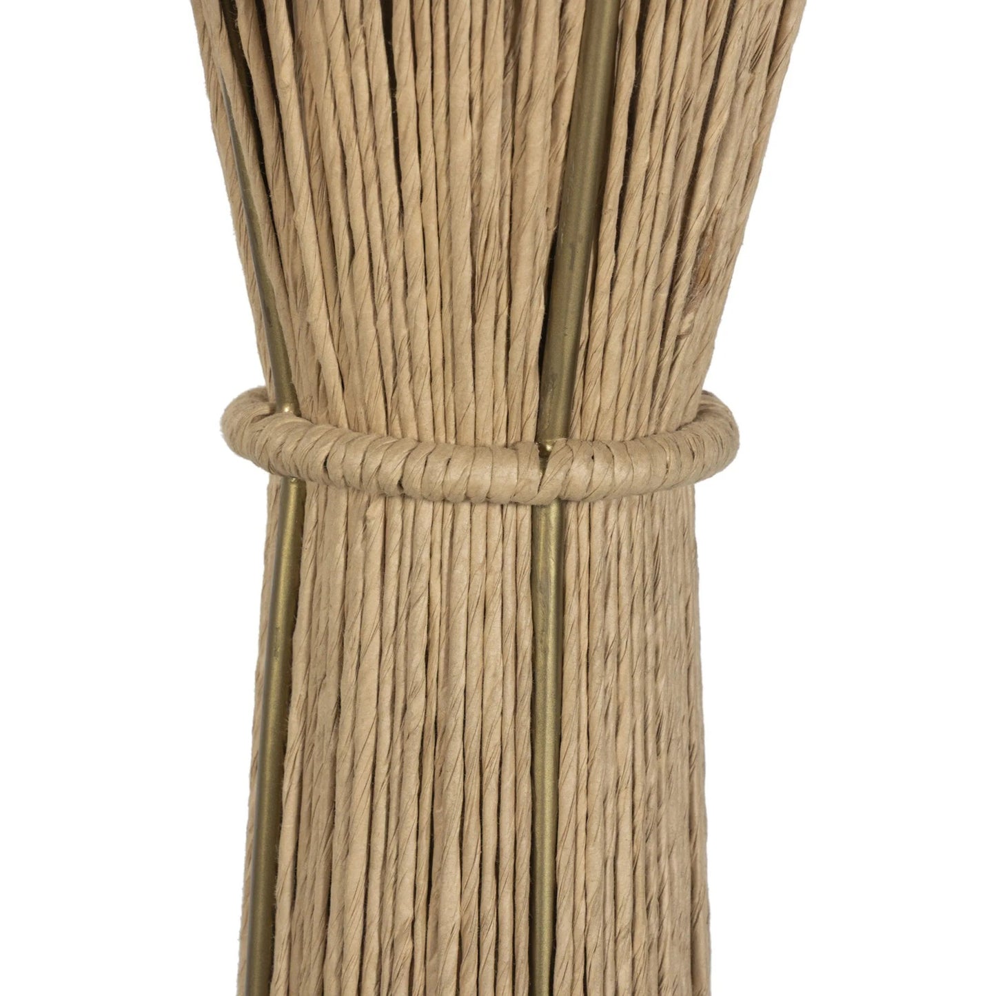 005 SI-2446617 | Closeup | Nessa Floor Lamp by Four Hands in antique brass iron, natural paper cord. Made from iron, rush in a rustic style.