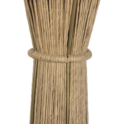 Nessa Floor Lamp by Four Hands in antique brass iron, natural paper cord. Made from iron, rush in a rustic style.