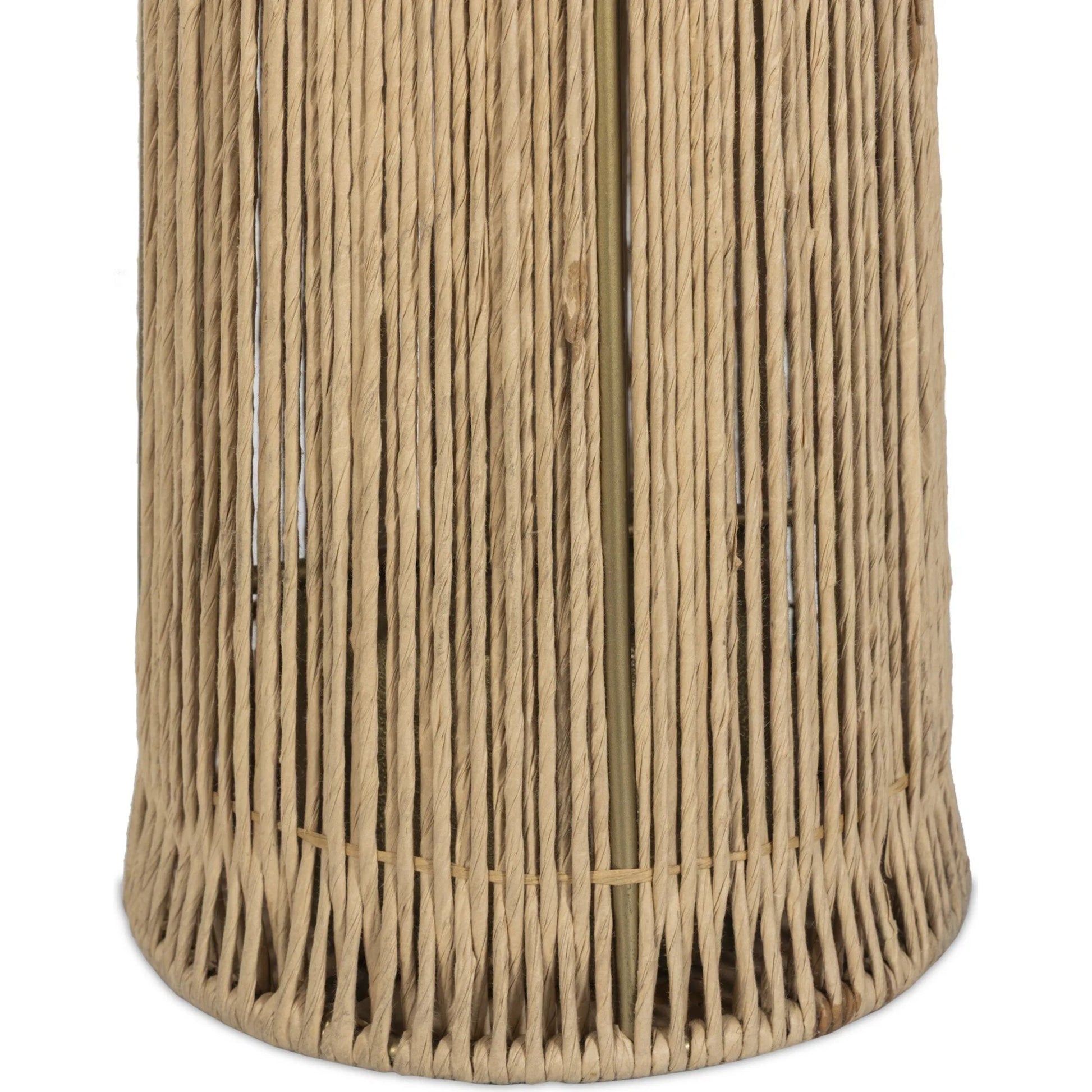 Nessa Floor Lamp by Four Hands in antique brass iron, natural paper cord. Made from iron, rush in a rustic style.