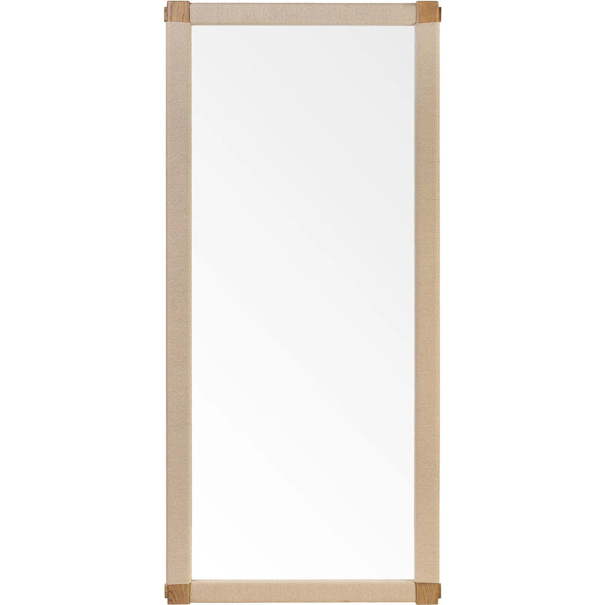 Janey Mirror by Four Hands in fawn oak, natural paper cord. Made from solid oak, rush, glass in a transitional style.