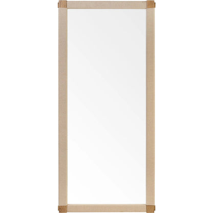 Janey Mirror by Four Hands in fawn oak, natural paper cord. Made from solid oak, rush, glass in a transitional style.