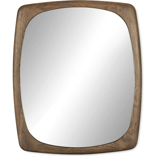 Jai Wall Mirror by Four Hands in cocoa oak. Made from solid oak, mirror in a unique style.