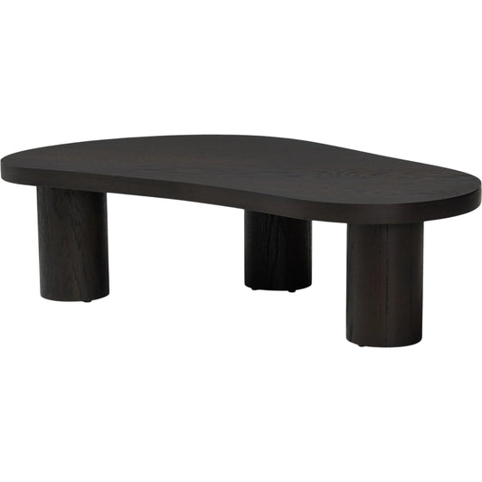 Joji Nesting Coffee Table by Four Hands in aged black, aged black oak solid, aged black maple veneer. Made from thick oak veneer, solid oak, light maple veneer in a unique style.