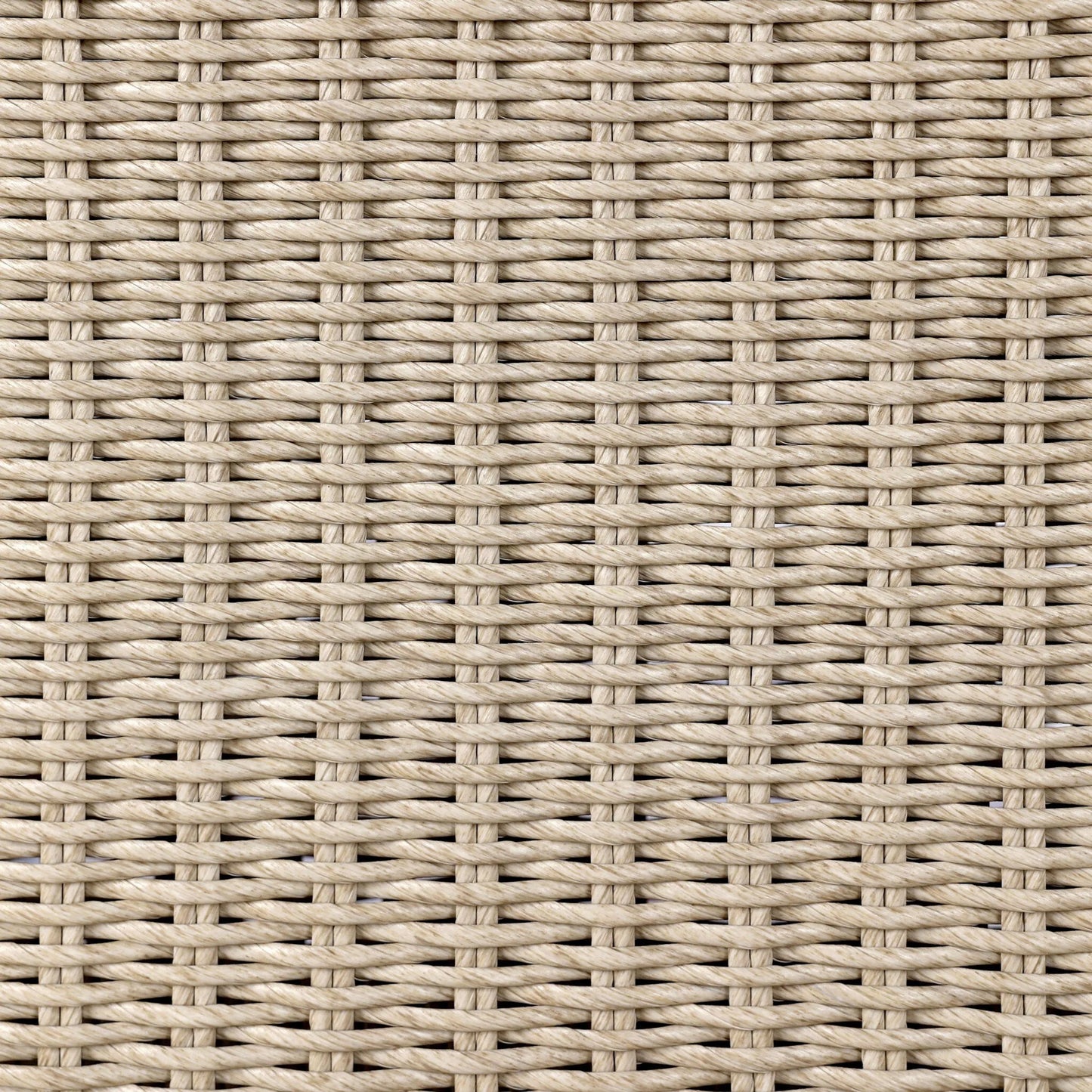 016 SI-2513318 | Closeup | Senna Outdoor Dining Bench by Four Hands in vintage white, alessi linen. Made from 100% polyethylene, 100% polypropylene in a rustic style.