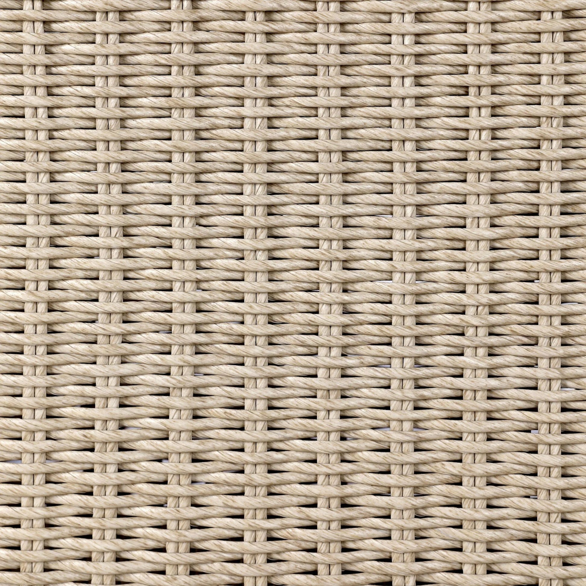 Senna Outdoor Dining Bench by Four Hands in vintage white, alessi linen. Made from 100% polyethylene, 100% polypropylene in a rustic style.