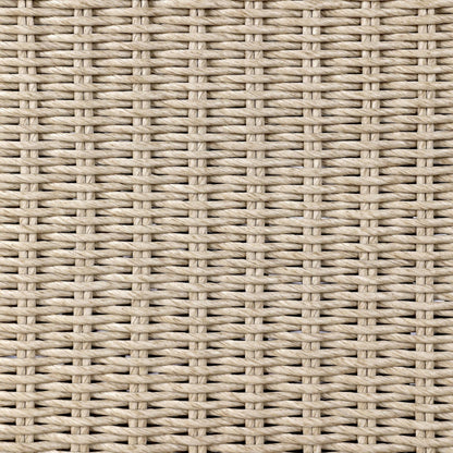 Senna Outdoor Dining Bench by Four Hands in vintage white, alessi linen. Made from 100% polyethylene, 100% polypropylene in a rustic style.