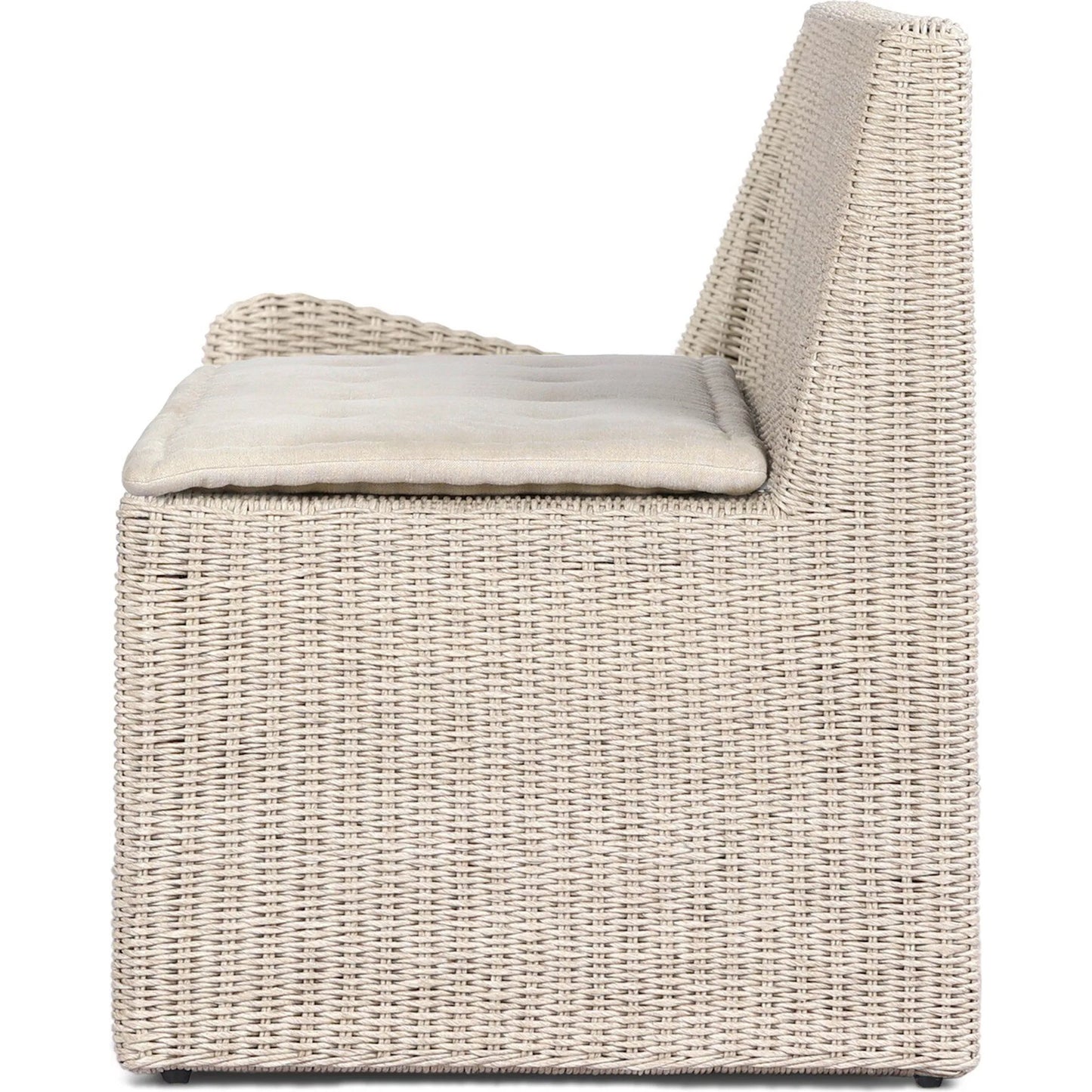 014 SI-2513318 | Additional Silo | Senna Outdoor Dining Bench by Four Hands in vintage white, alessi linen. Made from 100% polyethylene, 100% polypropylene in a rustic style.