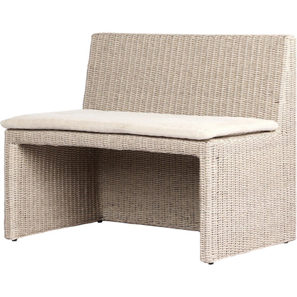 Senna Outdoor Dining Chair and A Half by Four Hands in vintage white, alessi linen. Made from 100% polyethylene, 100% polypropylene in a rustic style.