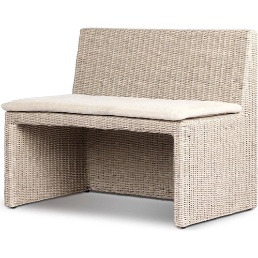 Senna Outdoor Dining Chair and A Half by Four Hands in vintage white, alessi linen. Made from 100% polyethylene, 100% polypropylene in a unique style.