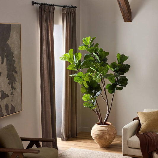 Faux Fiddle Leaf Tree by Four Hands in faux fiddle leaf tree. Made from 55% polyvinyl chloride (pvc), 45% polyethylene in a unique style.