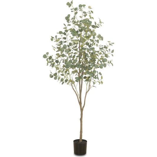 Faux Eucalyptus Tree by Four Hands in faux eucalyptus tree. Made from 55% polyvinyl chloride (pvc), 45% polyethylene in a unique style.