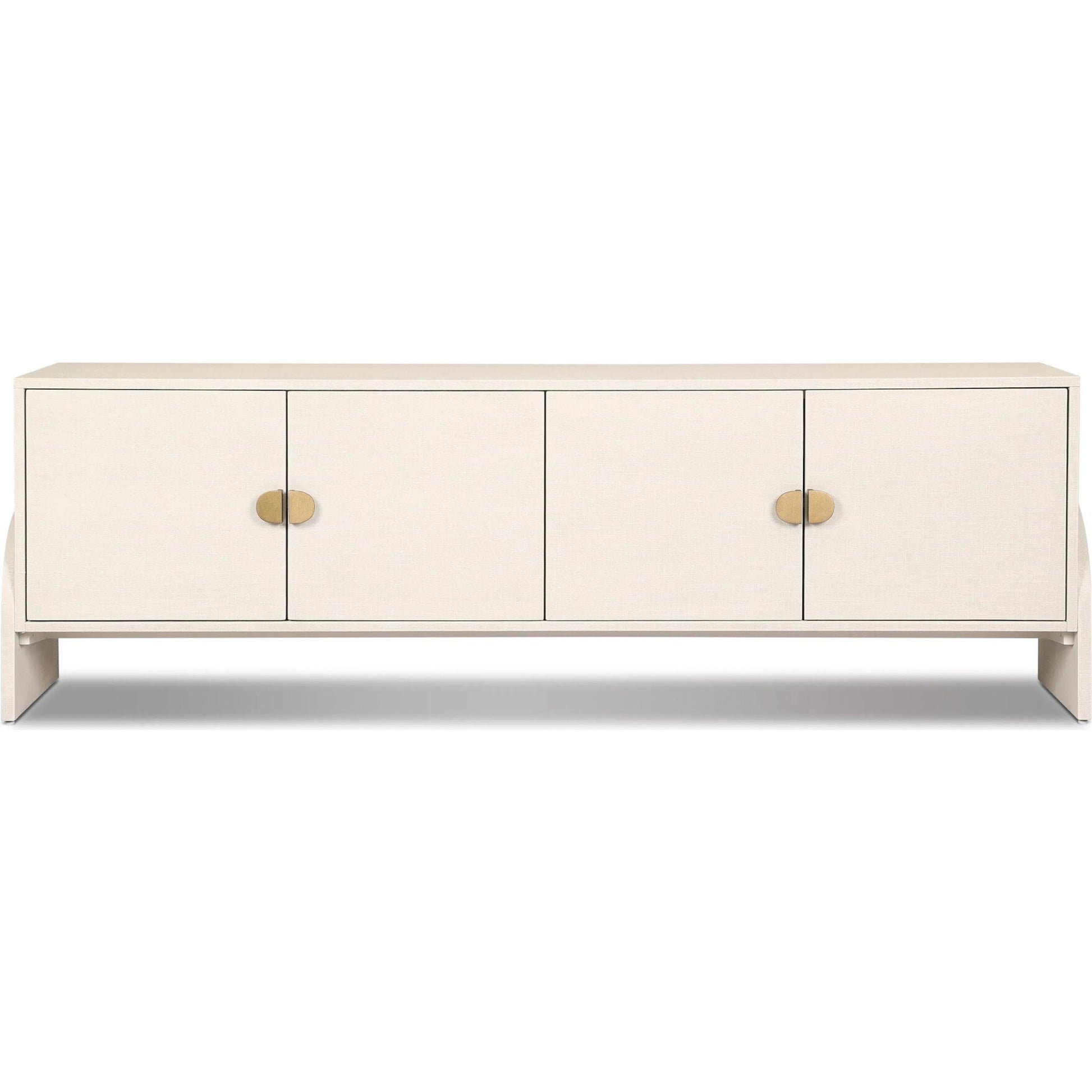 Cressida Media Console by Four Hands in ivory painted linen. Made from painted linen in a transitional style.