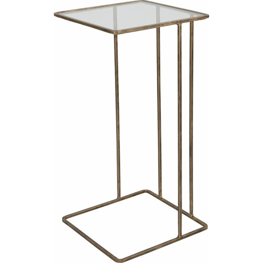 Cadmus Table by Uttermost in gold. Made from iron, glass in a modern style.