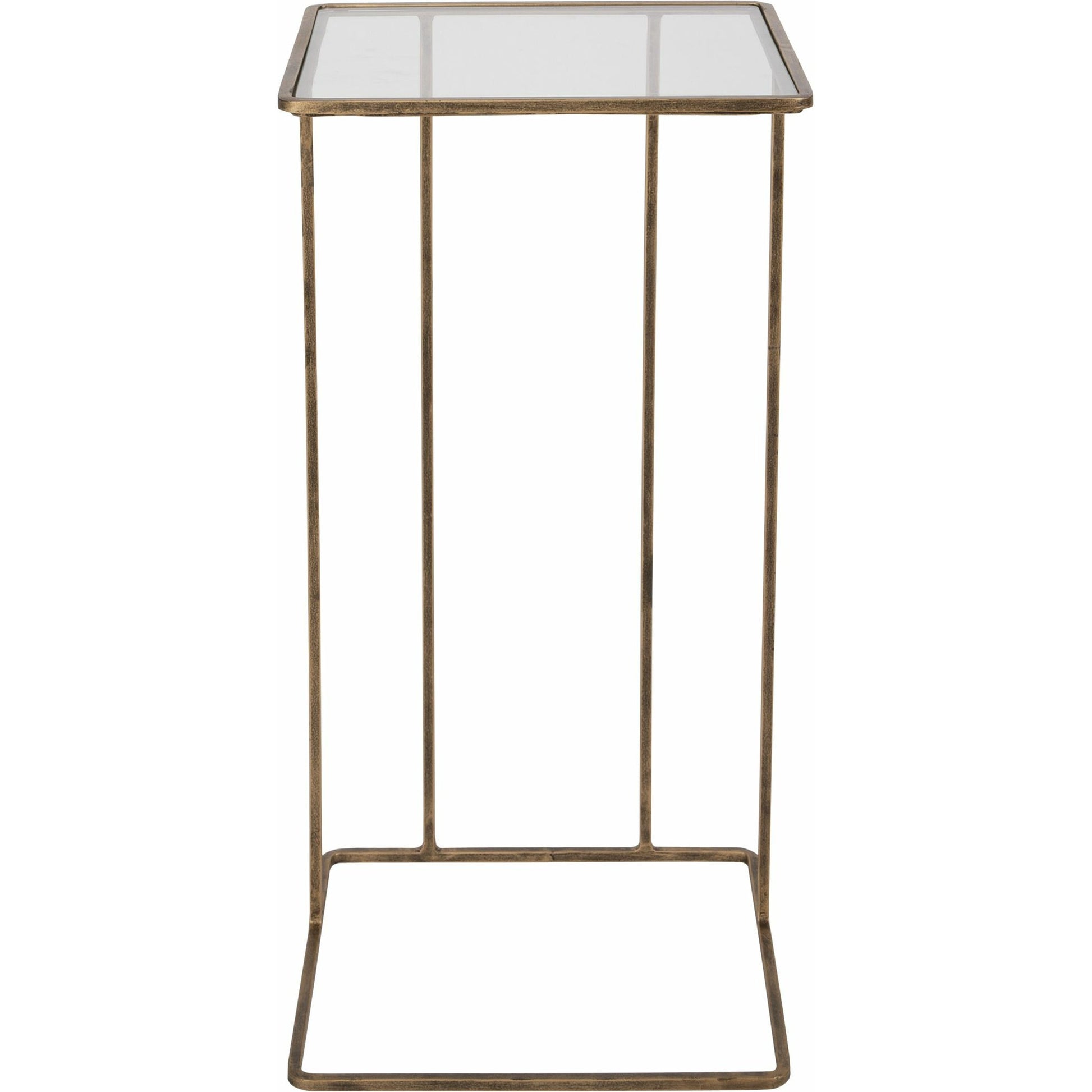 Cadmus Table by Uttermost in gold. Made from iron, glass in a modern style.