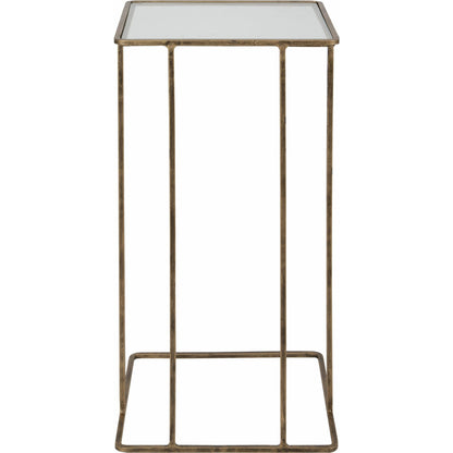 Cadmus Table by Uttermost in gold. Made from iron, glass in a modern style.