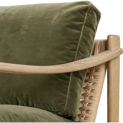 Barwin Chair by Four Hands. Made from 76.8% cotton, 23.2% polyester, solid oak, rush in a rustic style.